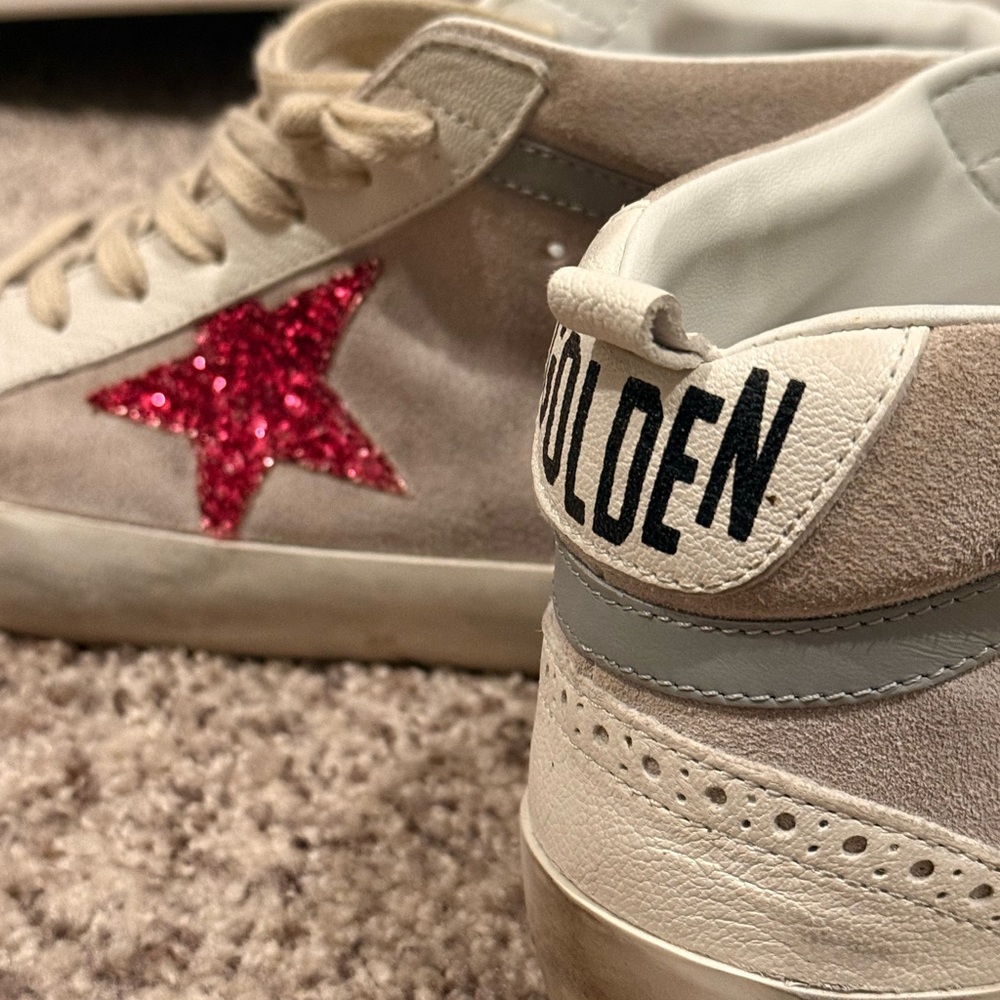 Golden Goose Mid Star White, Grey and Hot pink Sneakers. - Picture 7 of 11